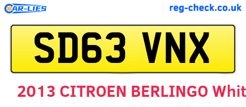 SD63VNX are the vehicle registration plates.