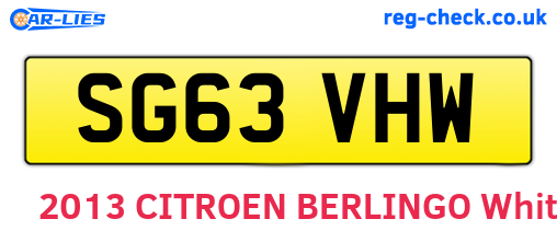 SG63VHW are the vehicle registration plates.