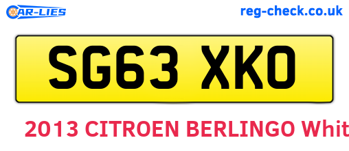 SG63XKO are the vehicle registration plates.