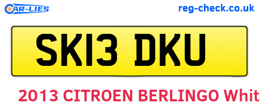 SK13DKU are the vehicle registration plates.