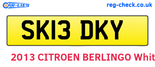 SK13DKY are the vehicle registration plates.