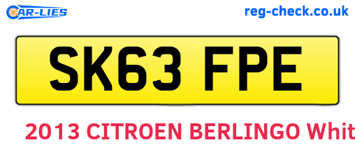 SK63FPE are the vehicle registration plates.