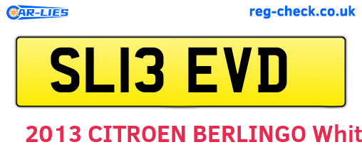 SL13EVD are the vehicle registration plates.