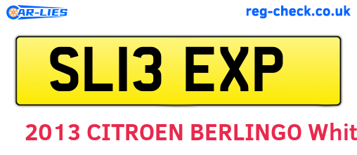 SL13EXP are the vehicle registration plates.