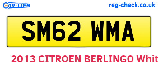 SM62WMA are the vehicle registration plates.