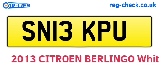 SN13KPU are the vehicle registration plates.