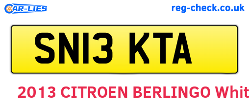 SN13KTA are the vehicle registration plates.