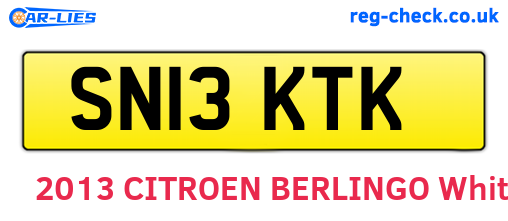 SN13KTK are the vehicle registration plates.