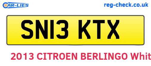 SN13KTX are the vehicle registration plates.