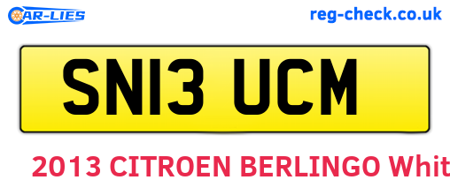 SN13UCM are the vehicle registration plates.