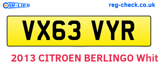VX63VYR are the vehicle registration plates.