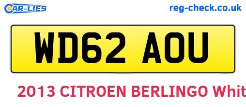 WD62AOU are the vehicle registration plates.