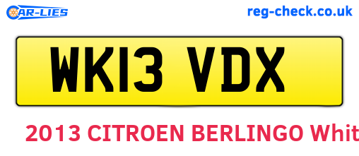 WK13VDX are the vehicle registration plates.