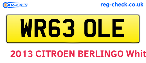 WR63OLE are the vehicle registration plates.