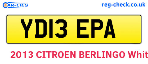 YD13EPA are the vehicle registration plates.