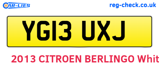 YG13UXJ are the vehicle registration plates.