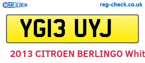 YG13UYJ are the vehicle registration plates.