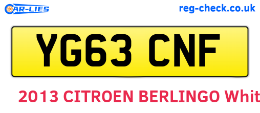 YG63CNF are the vehicle registration plates.