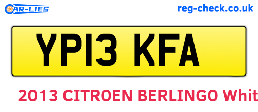 YP13KFA are the vehicle registration plates.