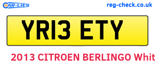 YR13ETY are the vehicle registration plates.
