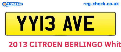 YY13AVE are the vehicle registration plates.