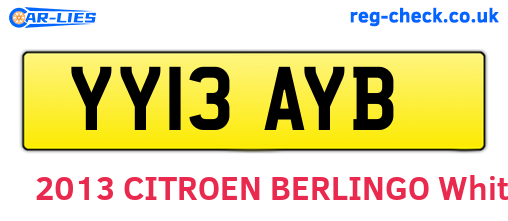 YY13AYB are the vehicle registration plates.