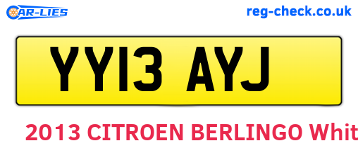 YY13AYJ are the vehicle registration plates.