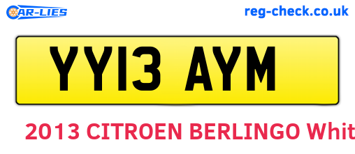 YY13AYM are the vehicle registration plates.