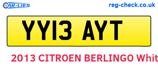 YY13AYT are the vehicle registration plates.