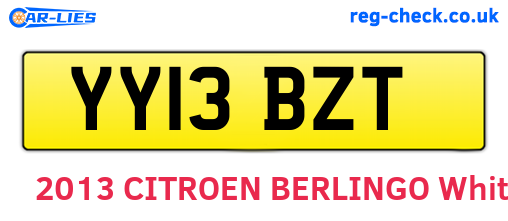 YY13BZT are the vehicle registration plates.