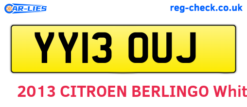 YY13OUJ are the vehicle registration plates.
