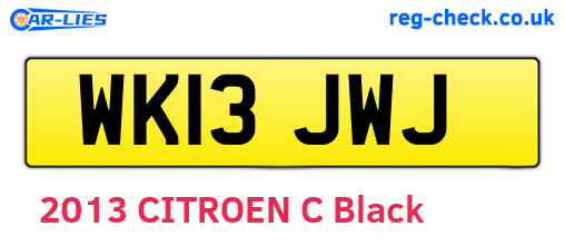WK13JWJ are the vehicle registration plates.