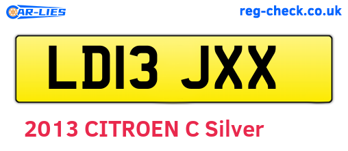 LD13JXX are the vehicle registration plates.