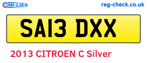 SA13DXX are the vehicle registration plates.