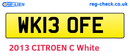 WK13OFE are the vehicle registration plates.