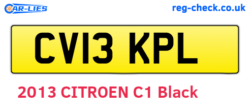 CV13KPL are the vehicle registration plates.