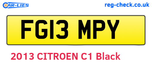FG13MPY are the vehicle registration plates.