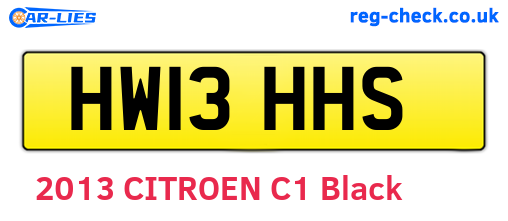 HW13HHS are the vehicle registration plates.