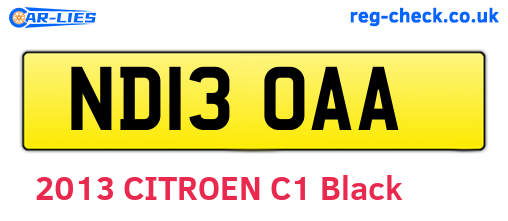 ND13OAA are the vehicle registration plates.