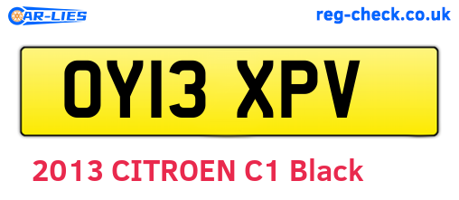 OY13XPV are the vehicle registration plates.