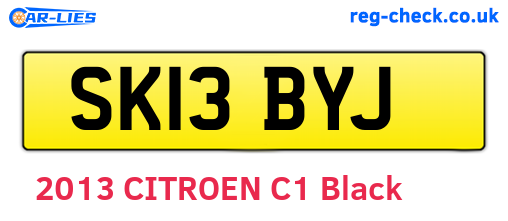 SK13BYJ are the vehicle registration plates.