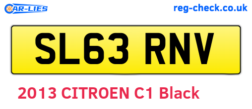SL63RNV are the vehicle registration plates.