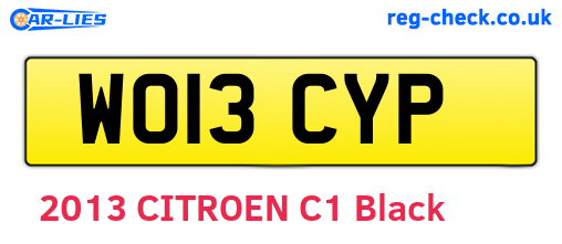 WO13CYP are the vehicle registration plates.