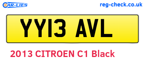 YY13AVL are the vehicle registration plates.