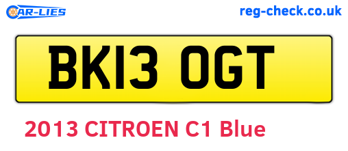 BK13OGT are the vehicle registration plates.