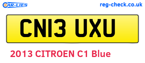 CN13UXU are the vehicle registration plates.