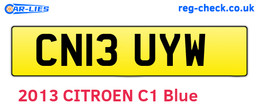 CN13UYW are the vehicle registration plates.
