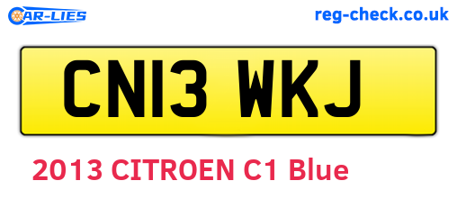 CN13WKJ are the vehicle registration plates.