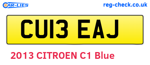 CU13EAJ are the vehicle registration plates.