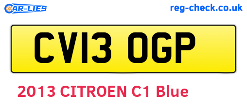 CV13OGP are the vehicle registration plates.